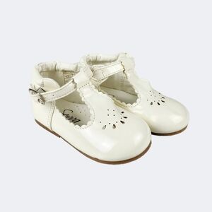 Sevva White Kids T-Strap Dress Shoes